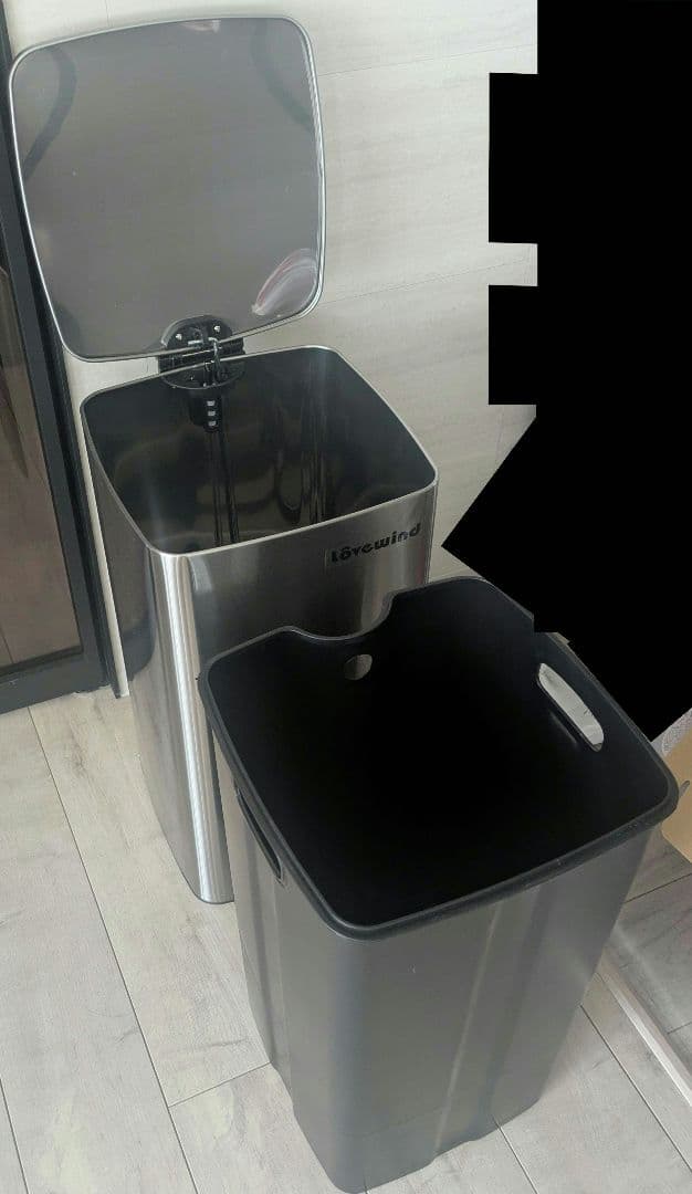 美品*蓋付きキッチンゴミ箱、30L 足踏み式