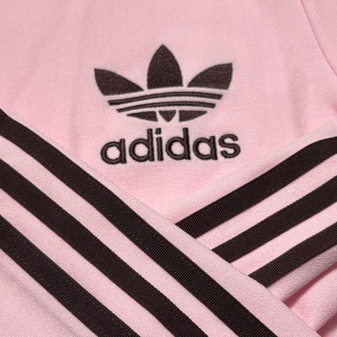韓国限定⭐️新品S adidas トラックジャケット 刺繍ロゴ ピンク×ブラウン