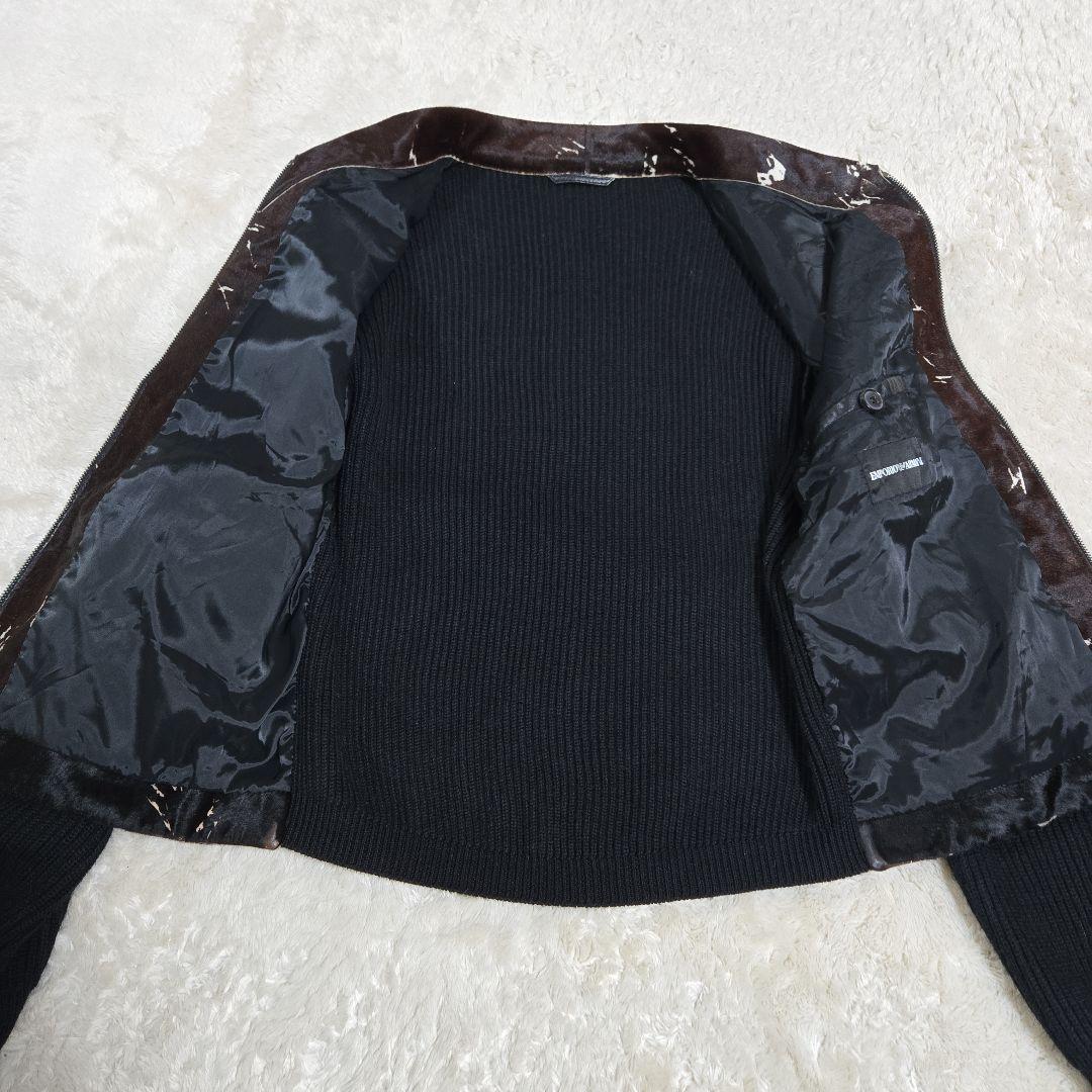 超希少 エンポリオアルマーニ ブラックポニー ハラコ毛皮 セーター ジャケット