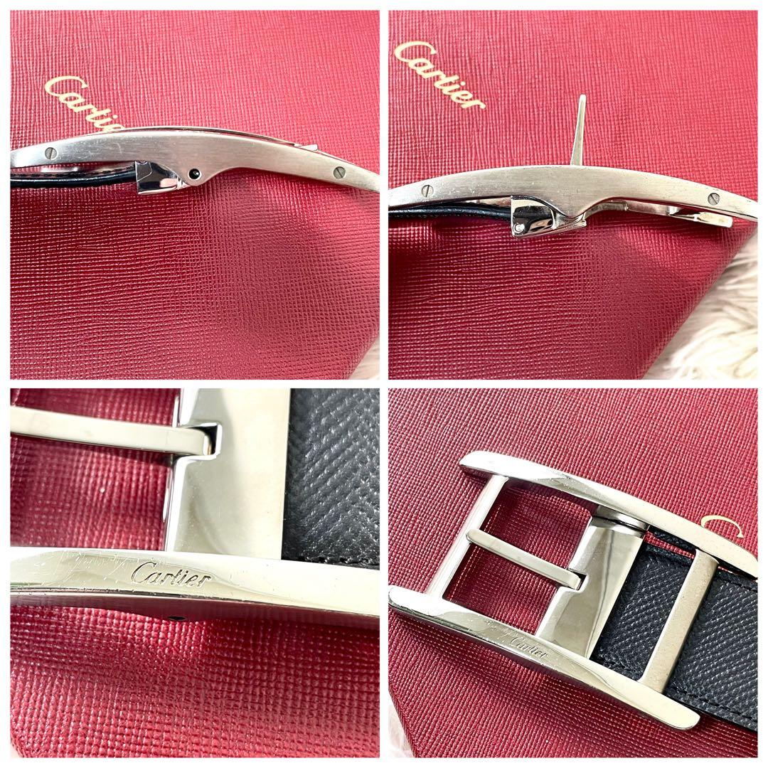 カルティエ　Cartier ベルト　タンク　シルバーバックル　ブラック　メンズ