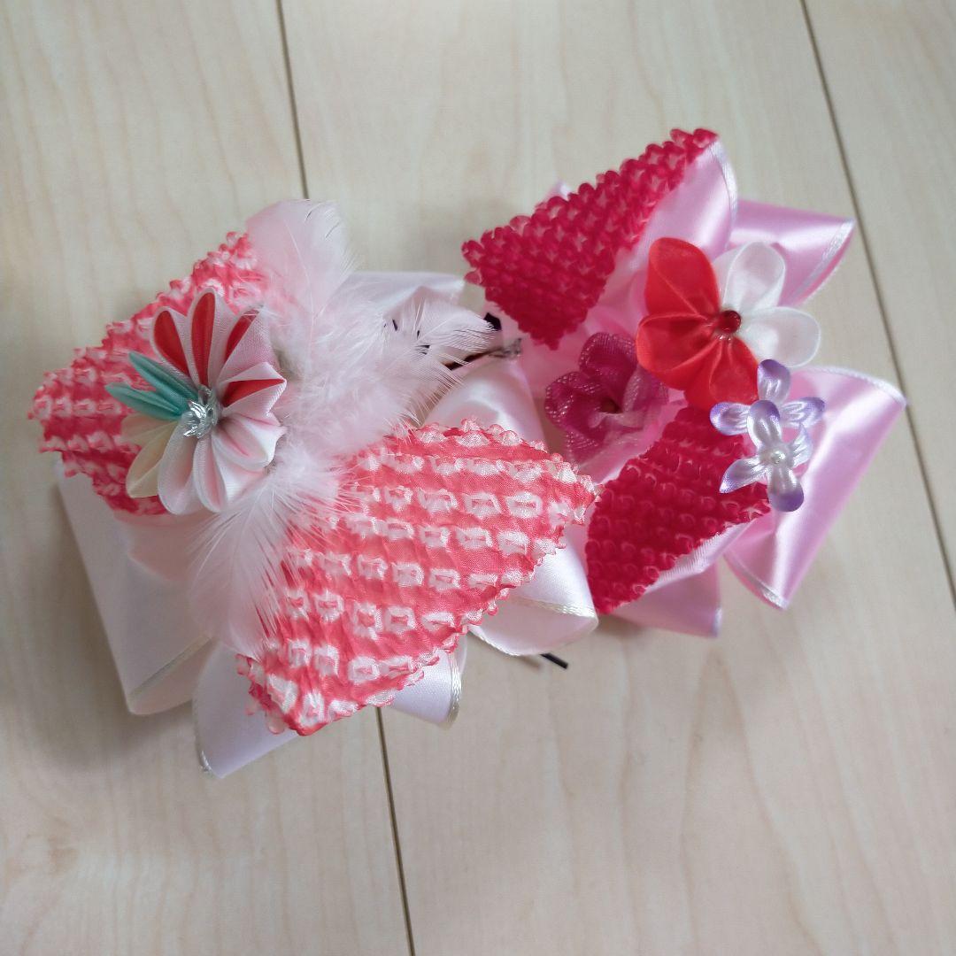 七五三用 赤系 花柄 華やか着物 振袖 小物 草履 7歳女の子 可愛い レトロ