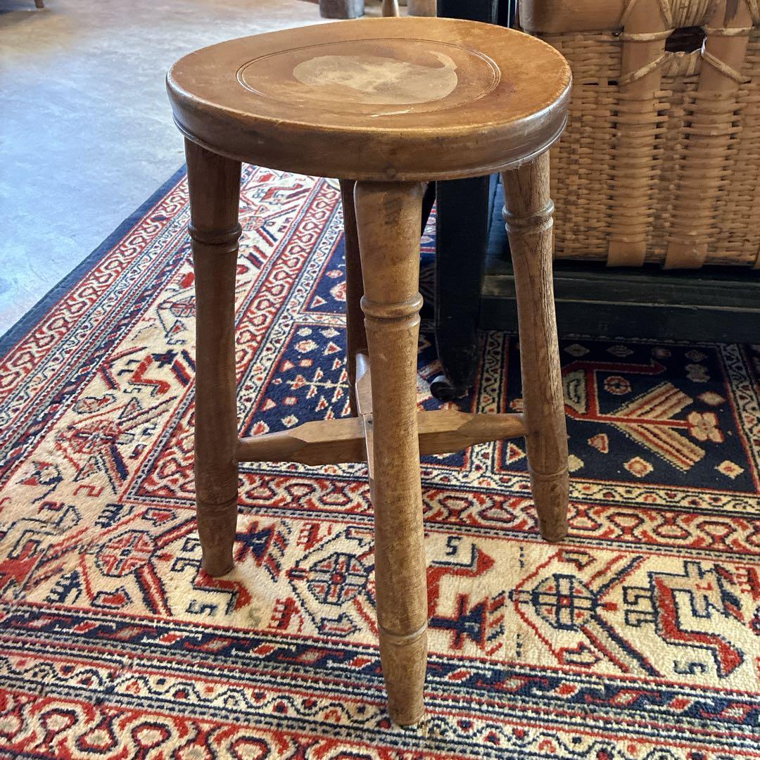 古道具 木製 丸型 スツール イス 丸椅子 チェア チェアー 古家具