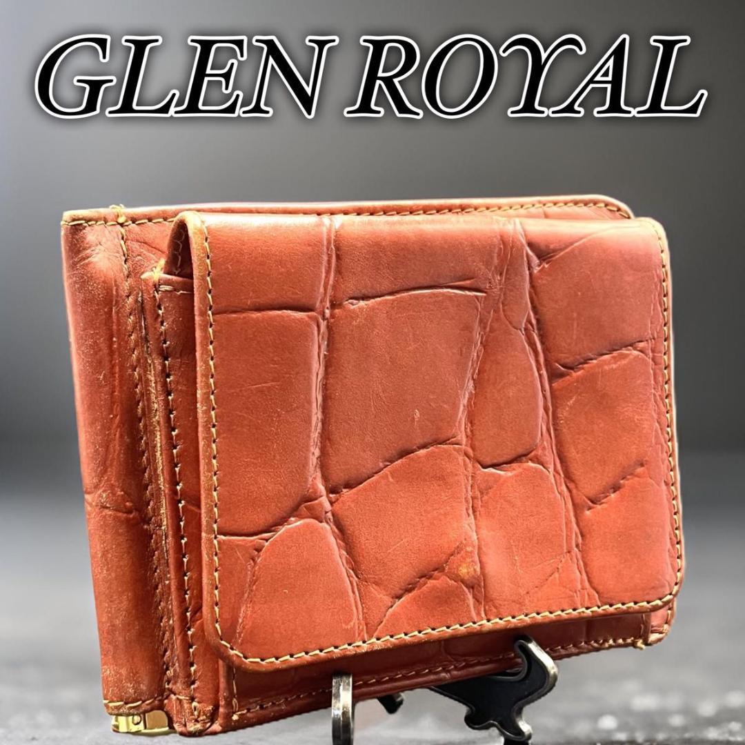 か*ん様 最高級 GLEN  本革 レザー マネークリップ 型押し 財