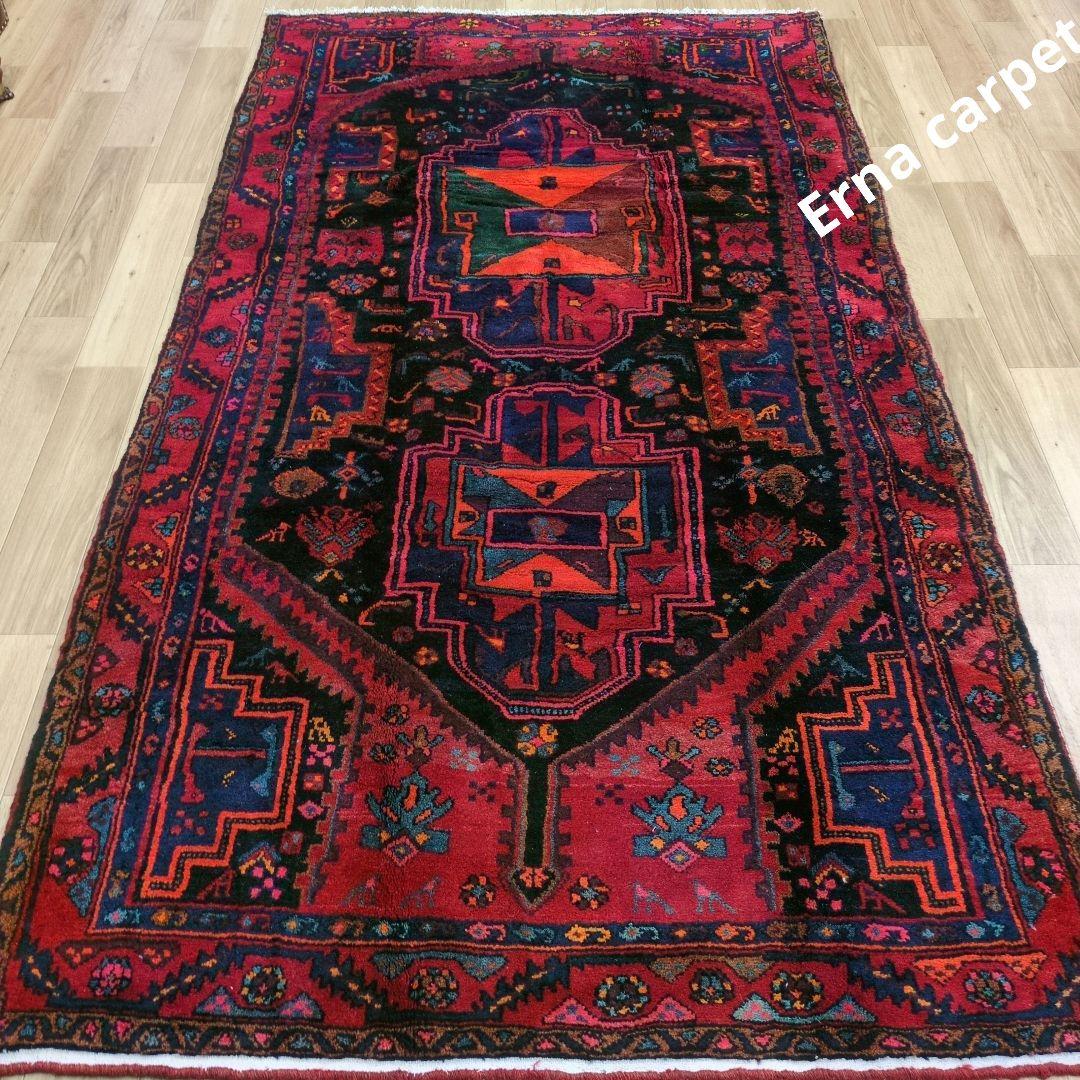 ペルシャ絨毯 267x140 手織り 美術品 草木染 ハマダン産クリーニング済み