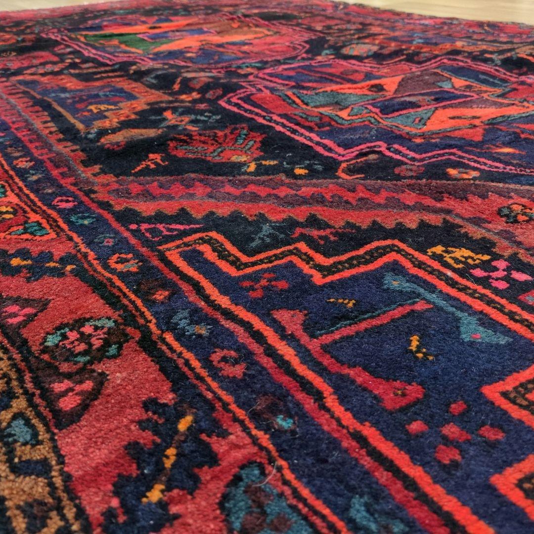 ペルシャ絨毯 267x140 手織り 美術品 草木染 ハマダン産クリーニング済み