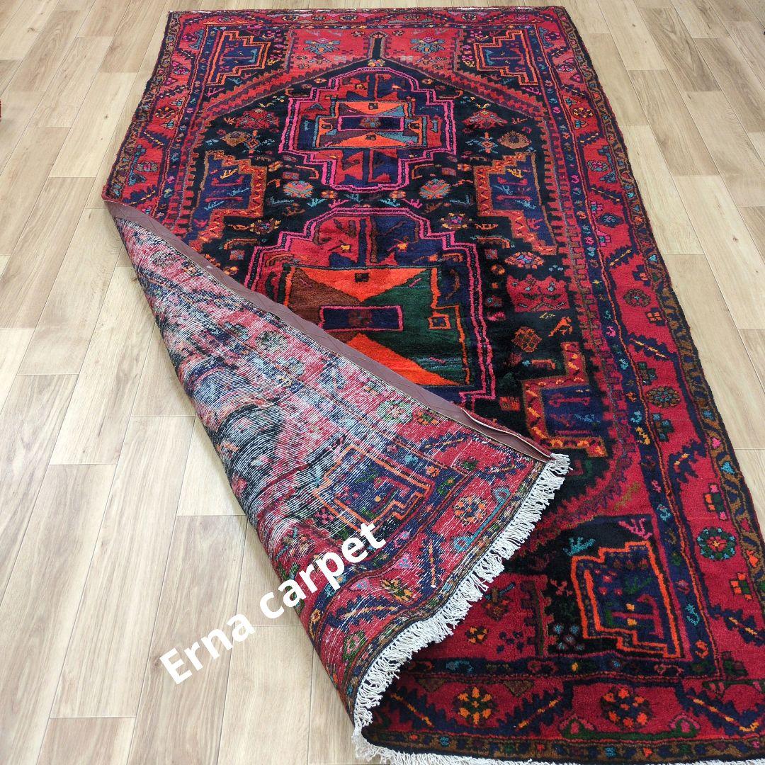 ペルシャ絨毯 267x140 手織り 美術品 草木染 ハマダン産クリーニング済み