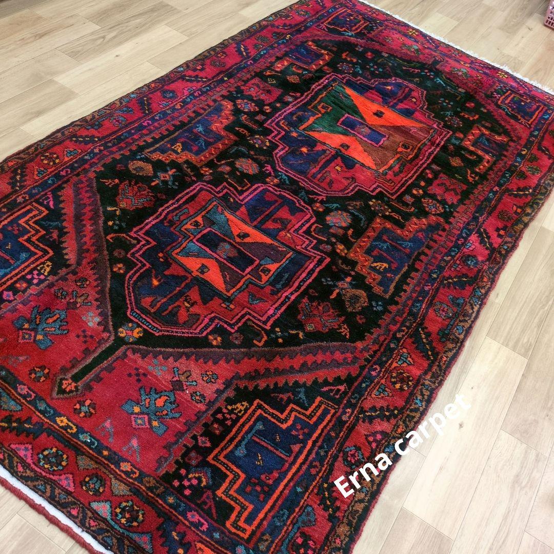 ペルシャ絨毯 267x140 手織り 美術品 草木染 ハマダン産クリーニング済み