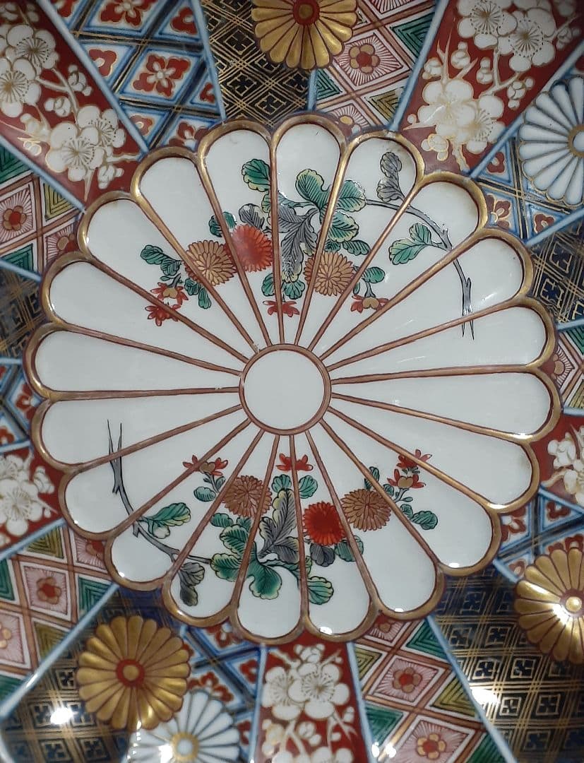 【絢爛豪華❗】【最上級❗️】江戸末期～明治初期　大聖寺伊万里　金襴手　鎬造り大皿