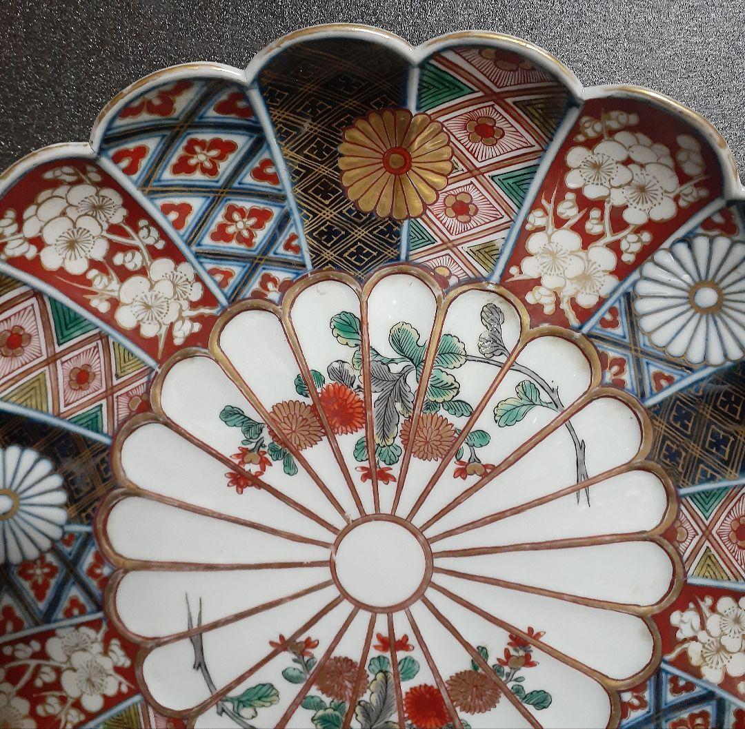 【絢爛豪華❗】【最上級❗️】江戸末期～明治初期　大聖寺伊万里　金襴手　鎬造り大皿