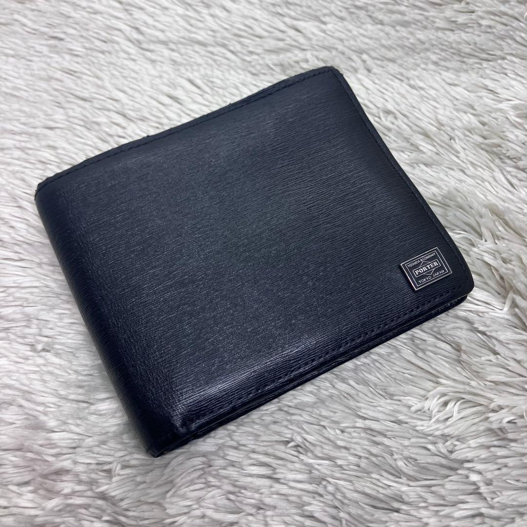 美品✨Porter カレント 二つ折り財布 フラップ ロゴプレート