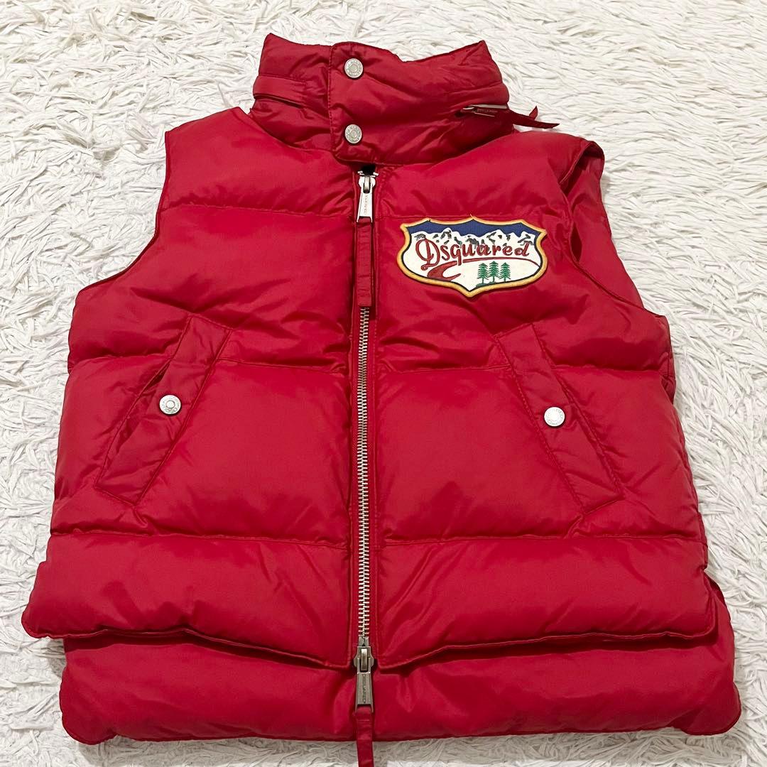 希少✨ディースクエアード　ダウンベスト　ジャケット　ワッペン　2way 赤　40
