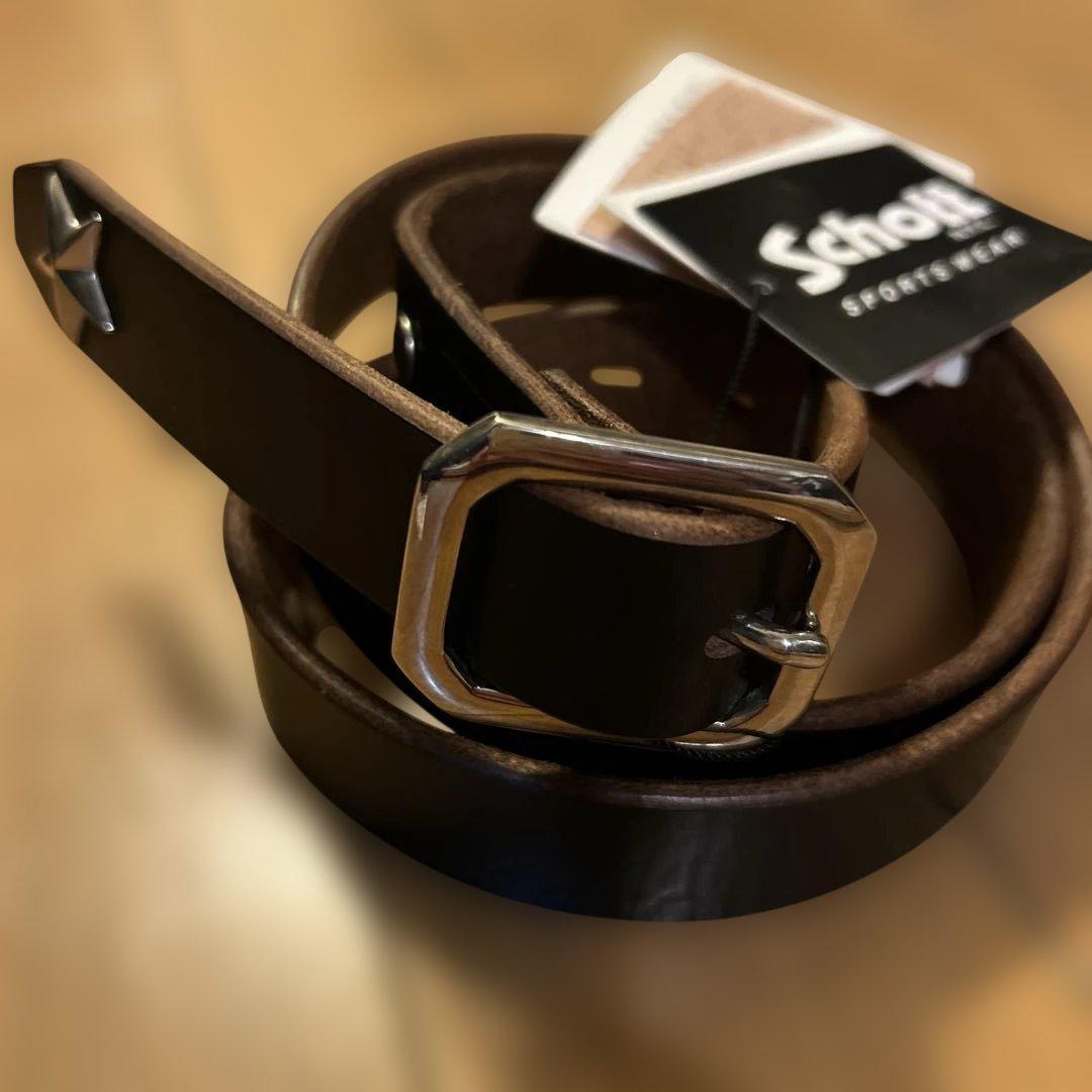 送料無料！新品　Schottブラックレザーベルト　3129046本革　36