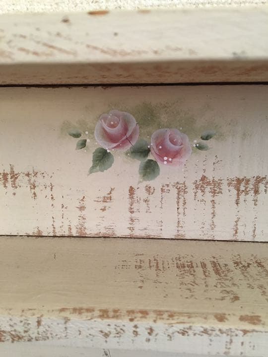 カントリー調 木工棚 白 ローズ