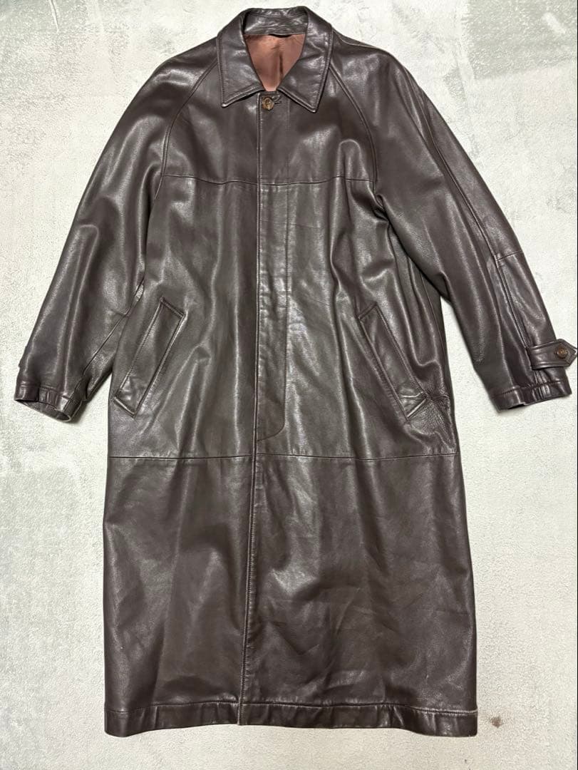 【希少】christian dior レザーロングコート　8〜90's 羊革