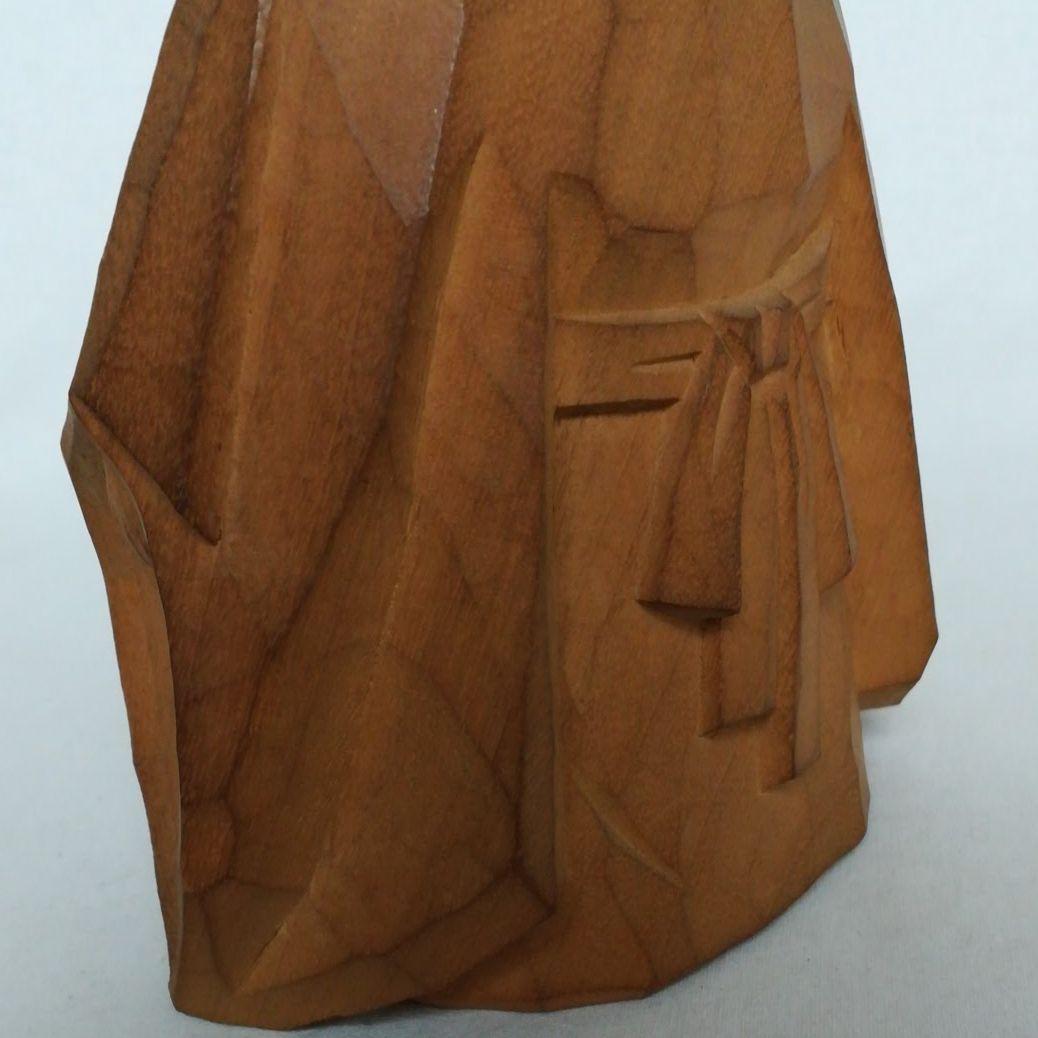 木彫　磯尾健一　二代目　柏里　無我　共箱