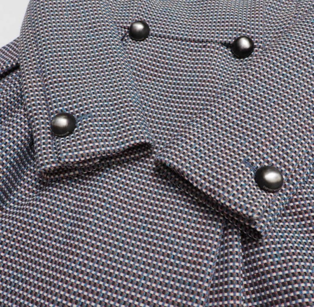 EMPORIO ARMANI 美ラインツイード風コート ロング　38 襟２way