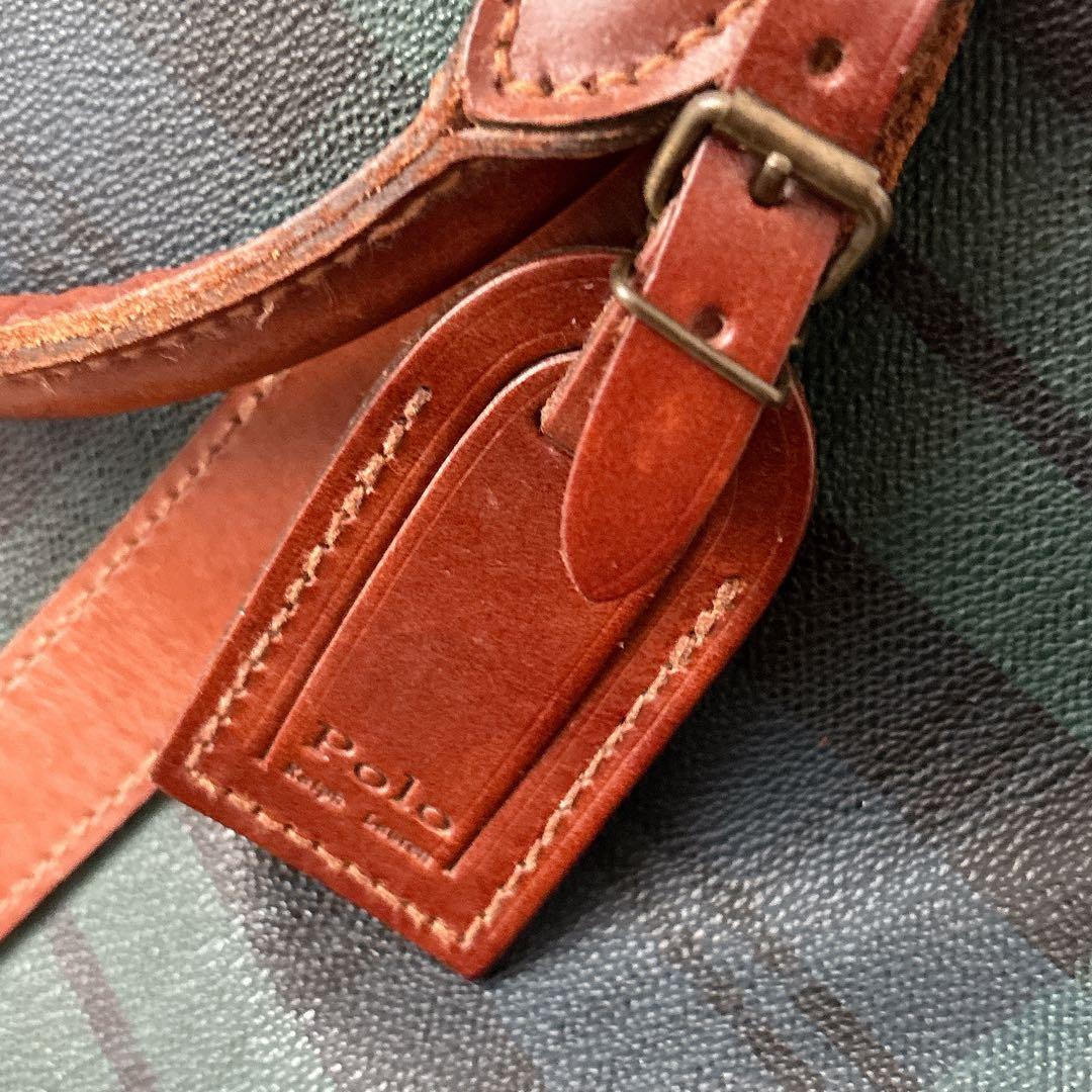 美品】ポロラルフローレン ボストンバッグ 大 2WAY チェック PVCレザー