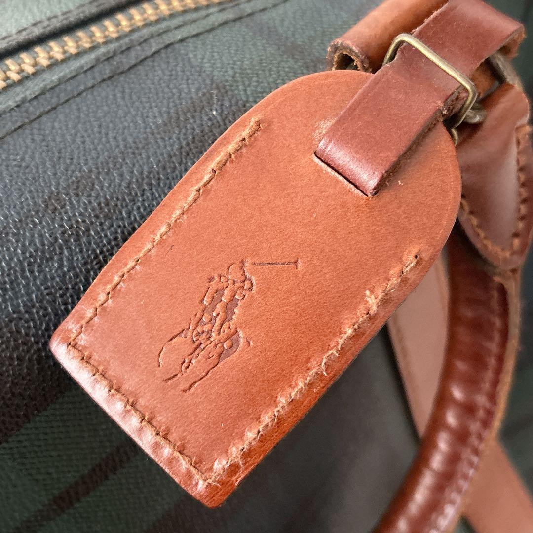 美品】ポロラルフローレン ボストンバッグ 大 2WAY チェック PVCレザー