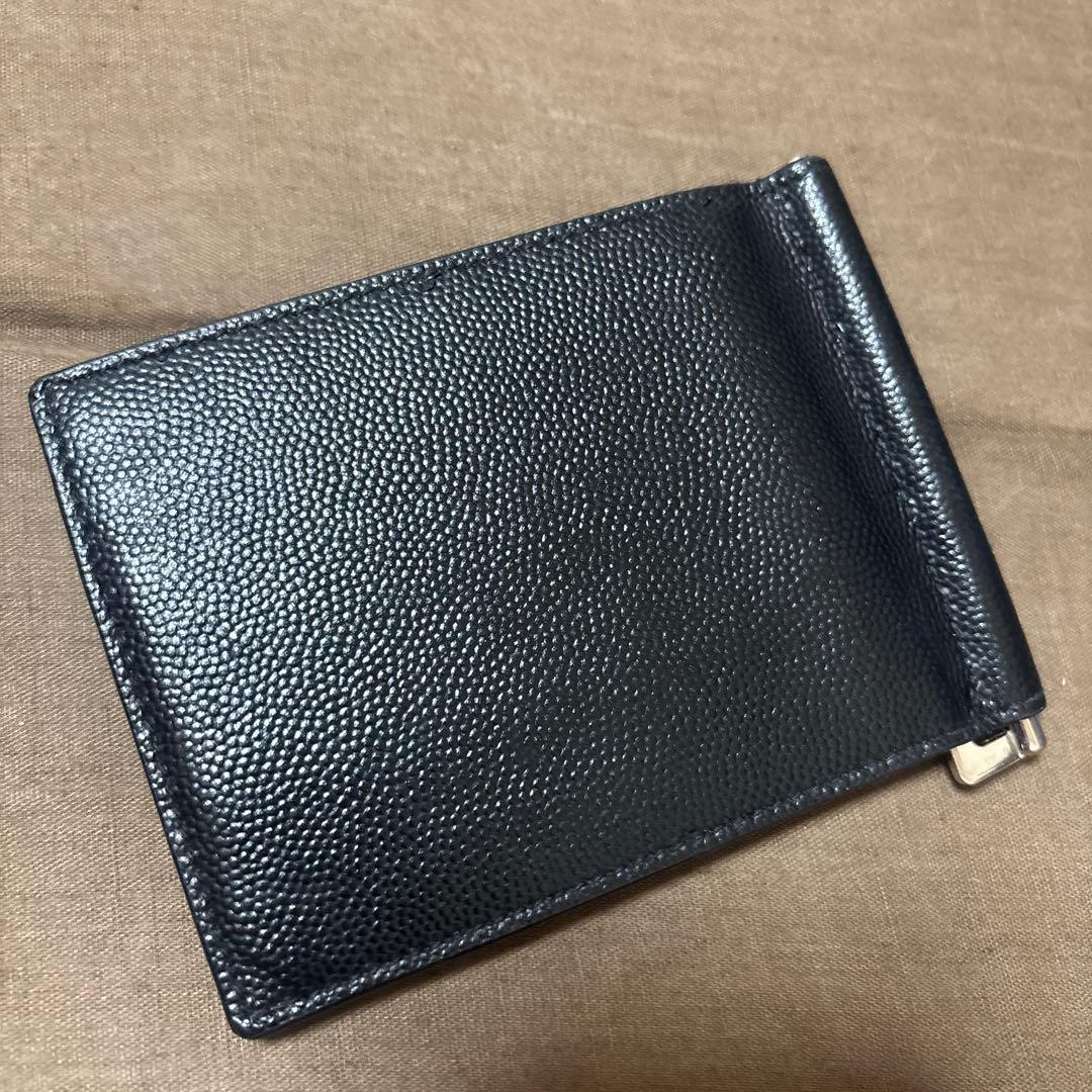 サンローラン　黒いレザーマネークリップ