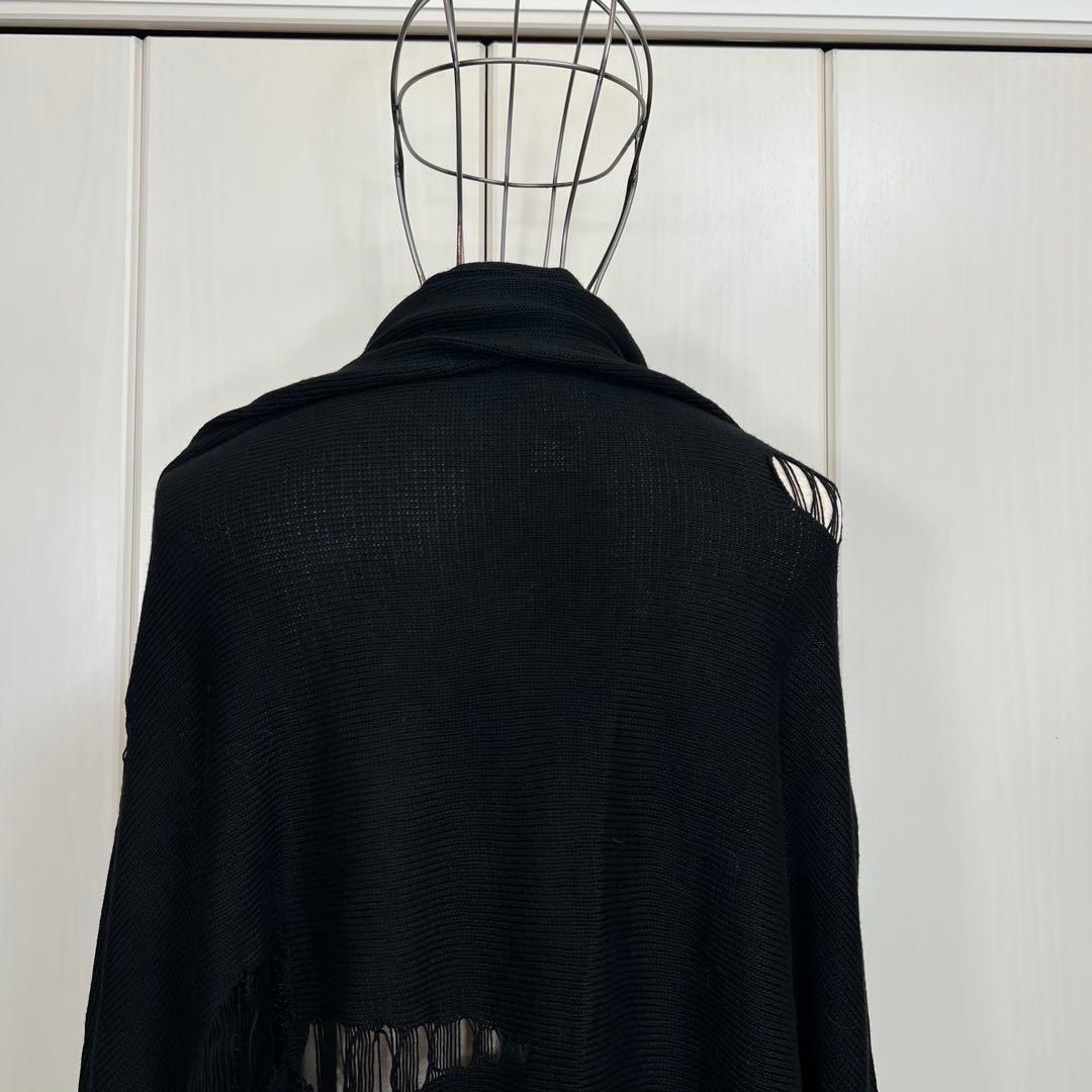 Michel Berandi バンブーニット クラッシュ加工羽織り ストール