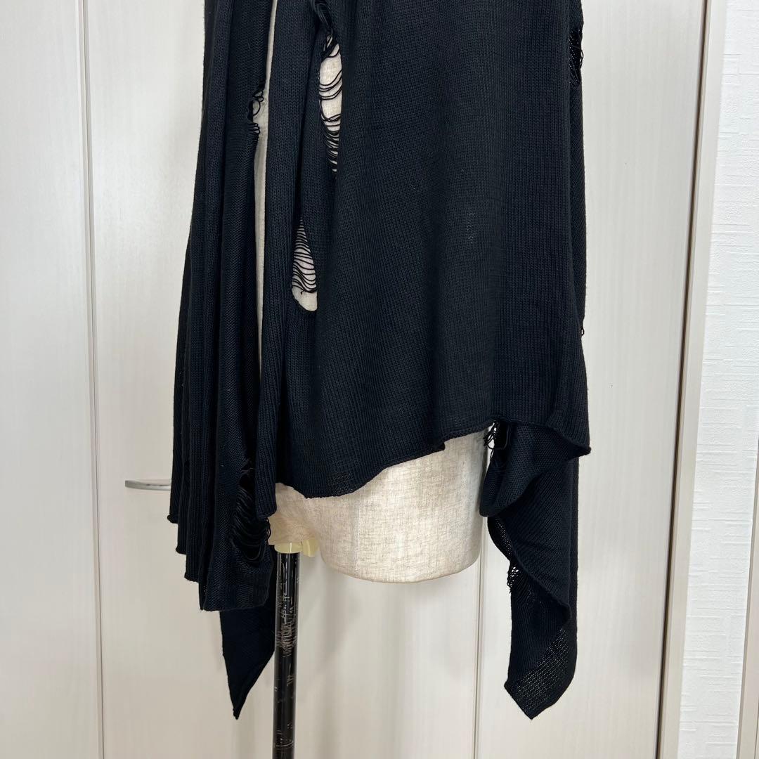 Michel Berandi バンブーニット クラッシュ加工羽織り ストール