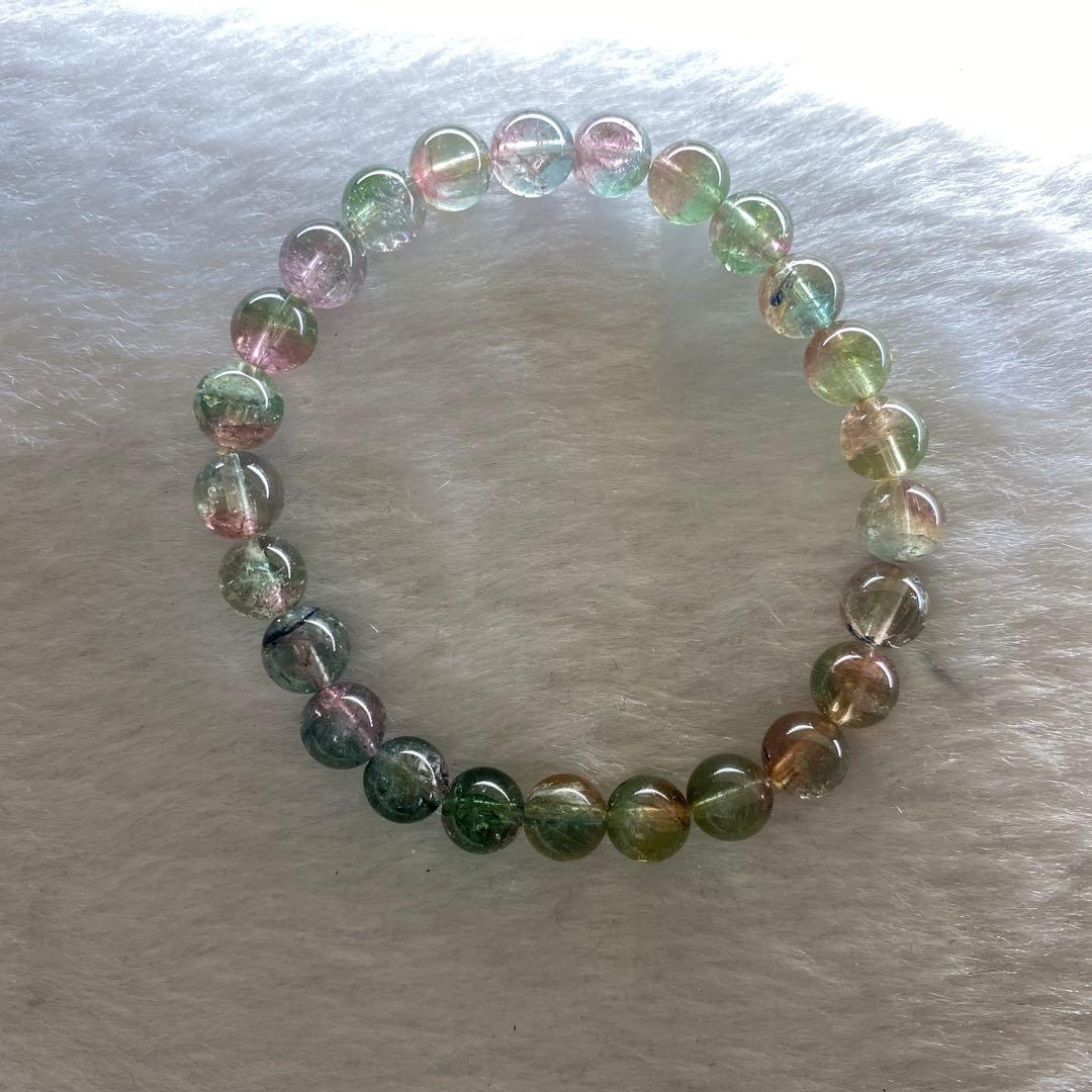 【宝石質】 ウォーターメロントルマリン　ブレスレット 15cm 7mm 高品質