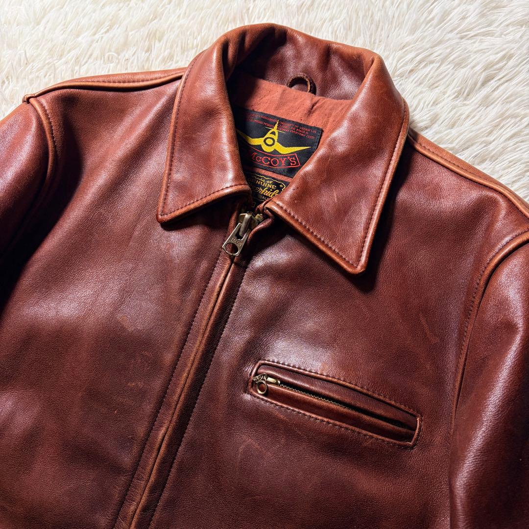【雰囲気抜群】B-McCOY'S ライダースジャケット　ステアハイド　赤茶　40