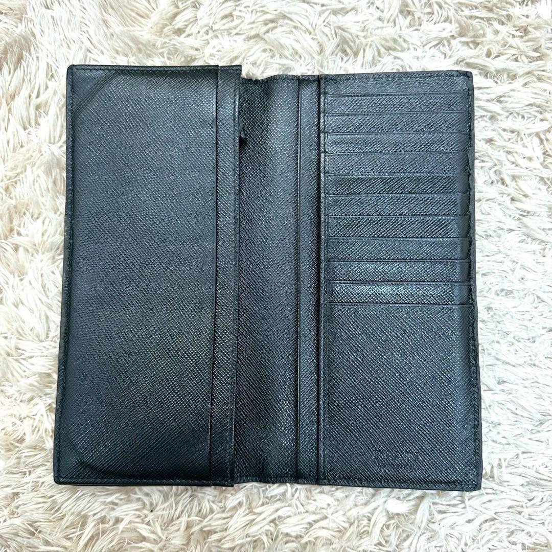 【美品】プラダ 長財布 二つ折り財布 ブラック サフィアーノ