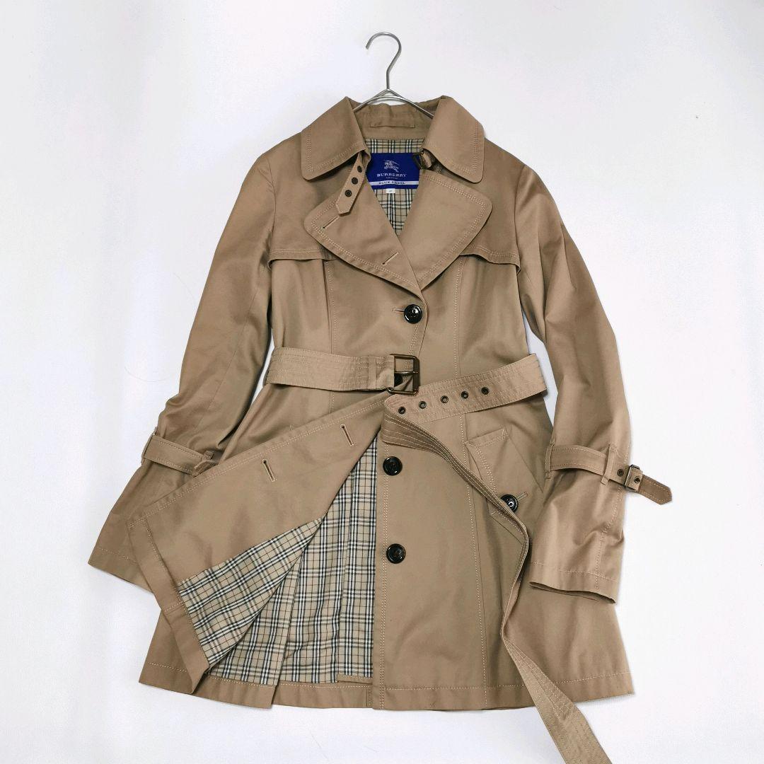 バーバリーブルーレーベル トレンチコート ベルト ノバチェック 40 ベージュ