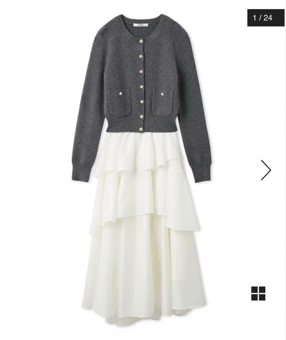 SNIDEL Sustainableニットカーデ×ティアードスカートセット