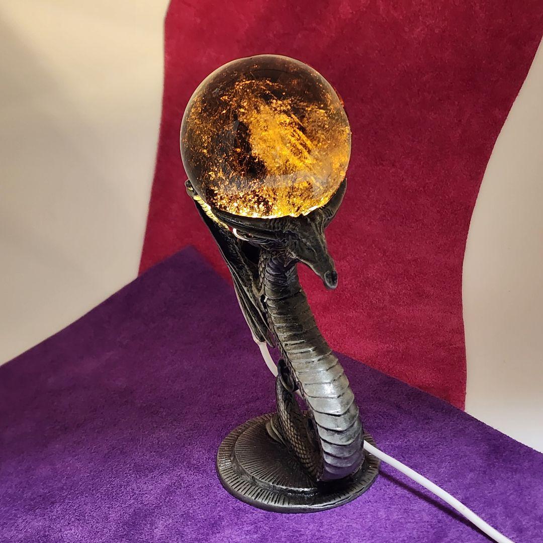 天然スモーキーモリオン スフィア約6.5cm◆最強魔除けと浄化◆光る台座付