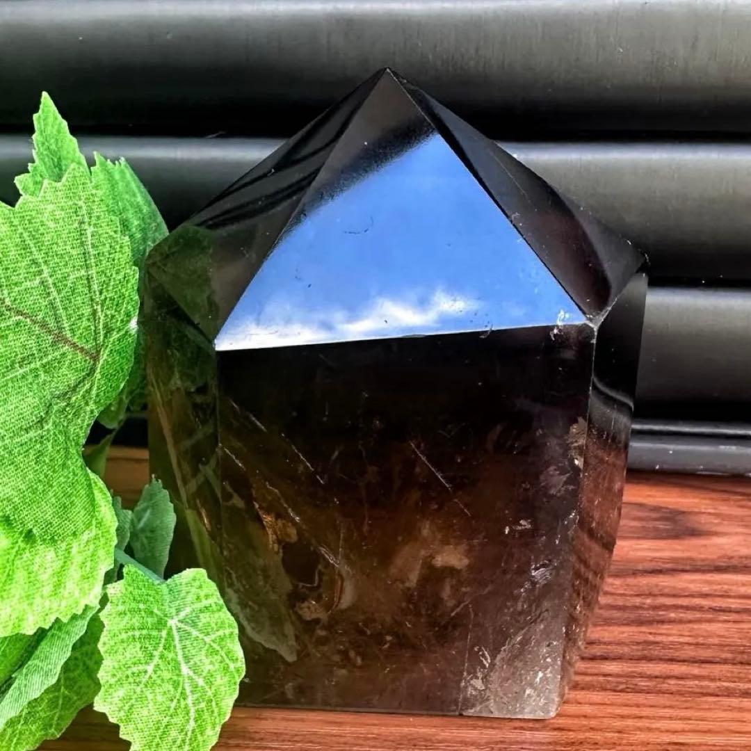 【金運· 魔除 ·浄化】レインボー☆煙水晶スモーキークォーツ六角柱原石A1293