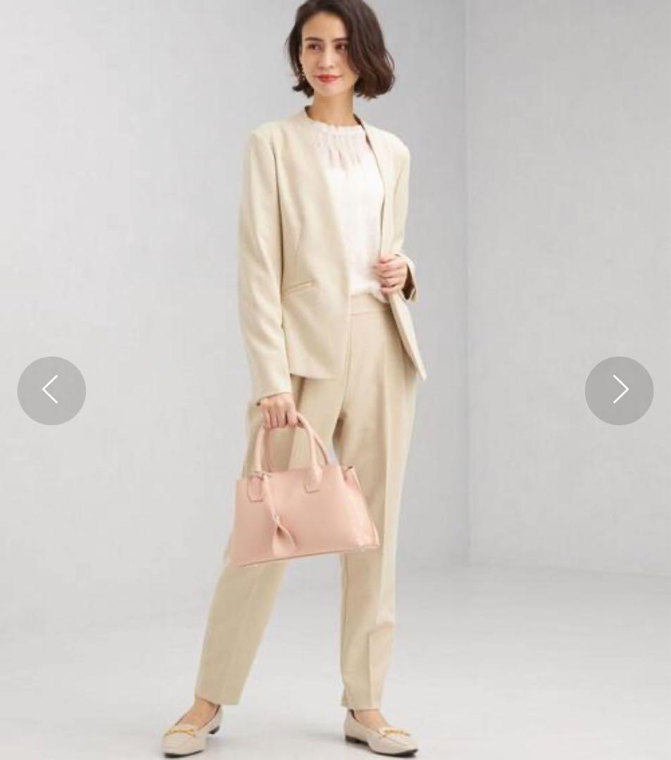 極美品✨グリーンレーベルリラクシング セットアップ ノーカラー パンツ 洗える