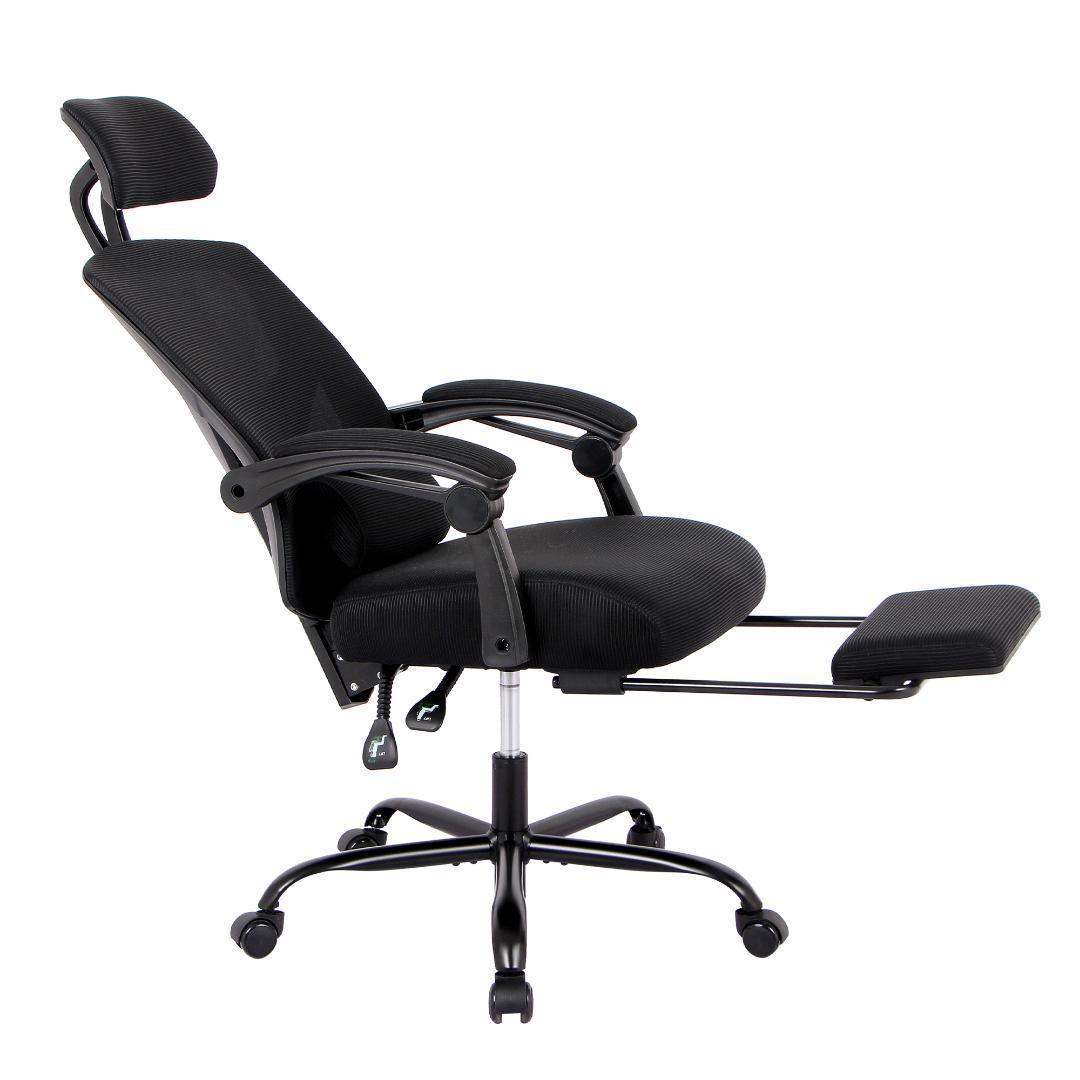 オフィスチェア 事務所チェア リクライニング機能 足載せ付き ロッキング機能