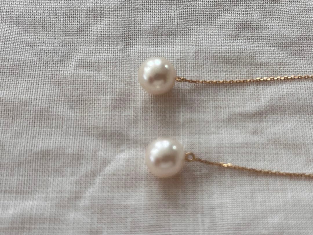 アコヤ真珠　パールピアス　8mm K18YG アメリカンピアス　18金