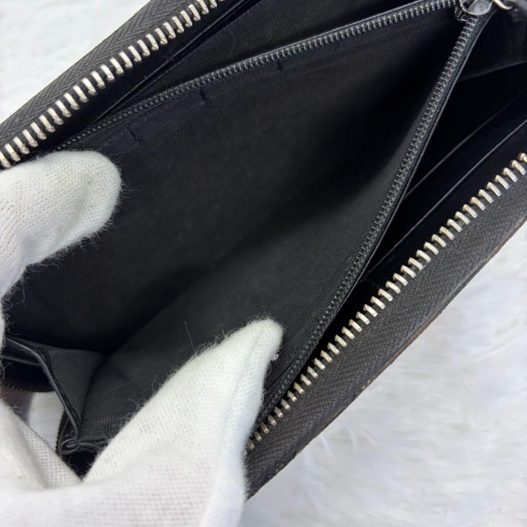 希少✨グッチ　長財布　ラウンドファスナー　蛇　GGスプリーム　PVC レザー　茶