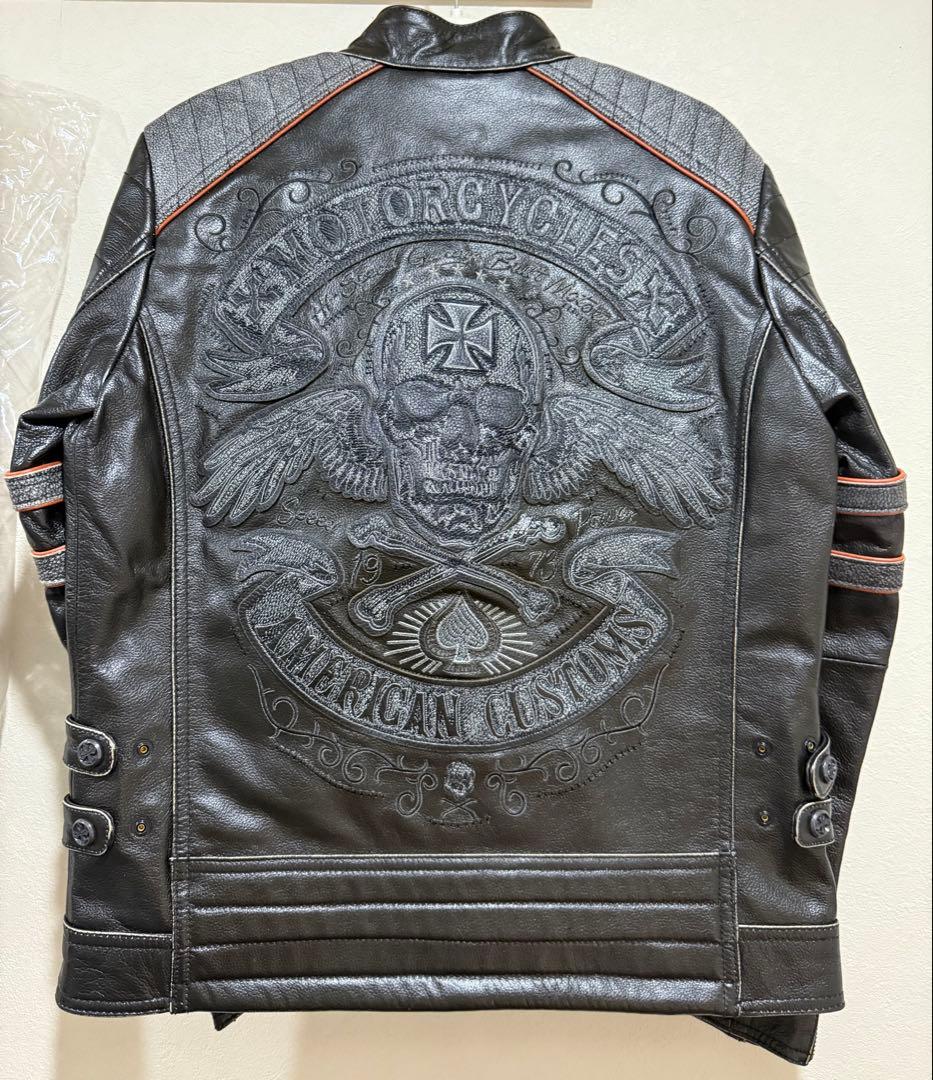 新品未使用 VIIBOY 本革ライダース M 黒 スカル刺繍 即購入OK