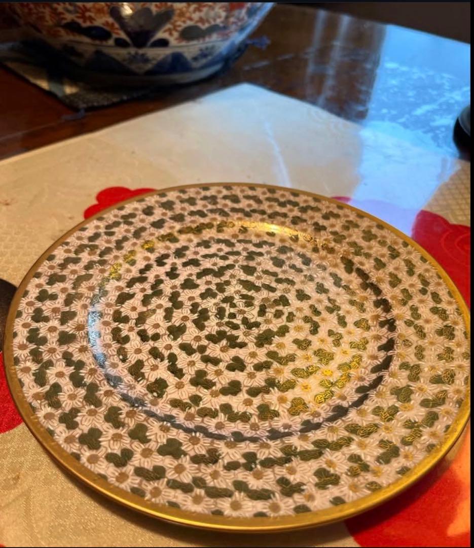 A631 九谷焼　金彩花詰　秀昭　ケーキ皿　ティーセット8点セット