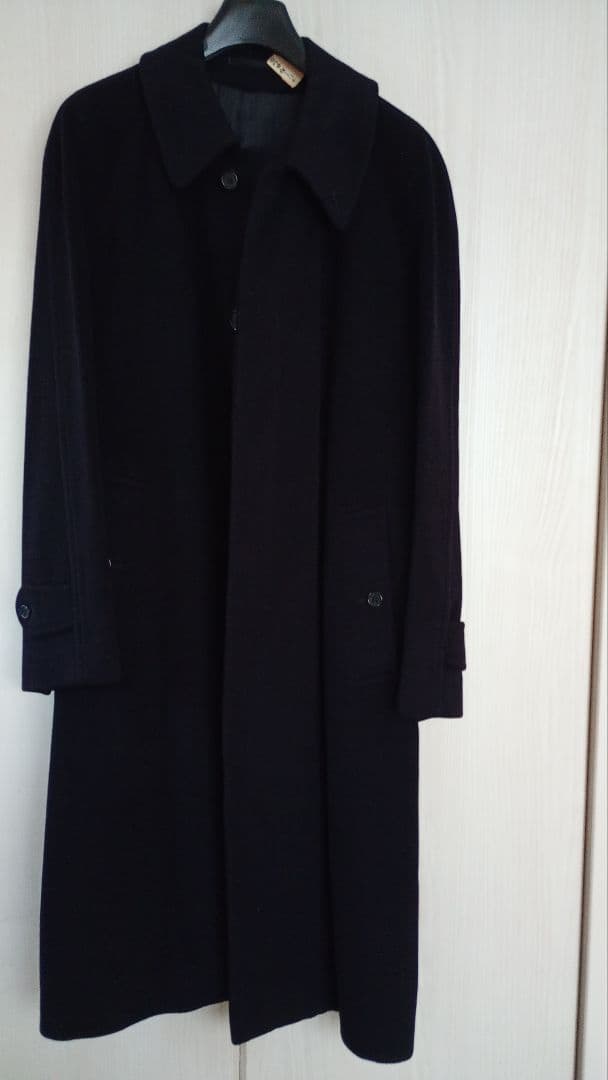 バーバリーロングステンカラーコート　濃紺　L　カシミア100%
