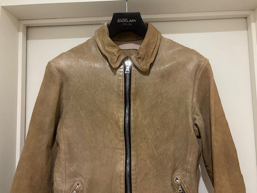 バックラッシュBACKLASHドイツカーフナチュラル製品染めレザーブルゾンL