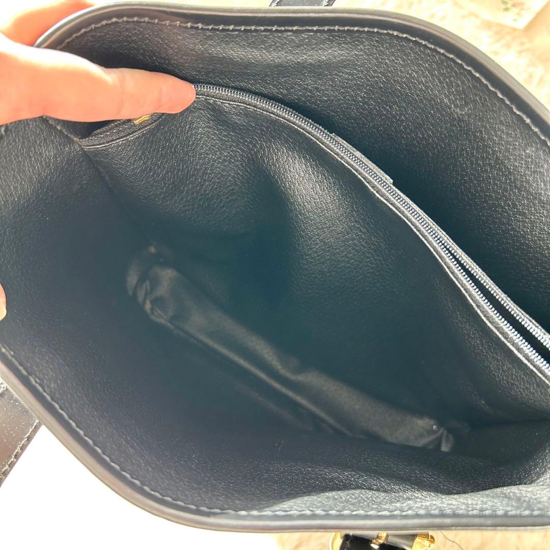 美品 CELINE 黒マカダム トリオンフ PVC バケツ型 トートバッグ