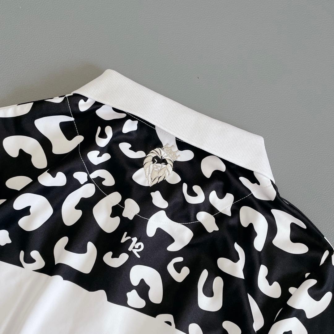 V12 ヴィトゥエルヴ ゴルフ 半袖ポロシャツ 1/M レオパード　ホワイト