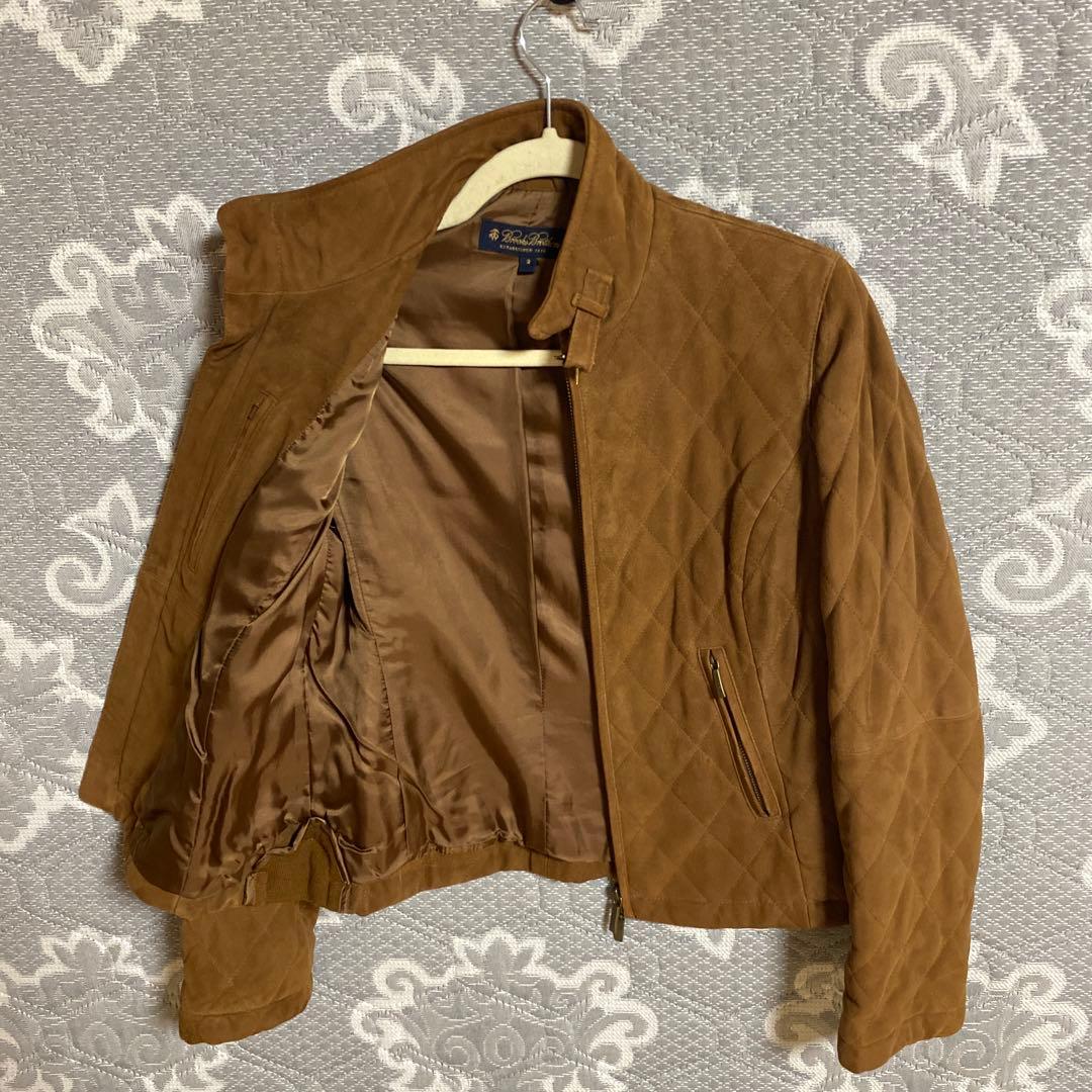 ブルックスブラザーズ　ブラウンスウェードレザーキルティングジャケット