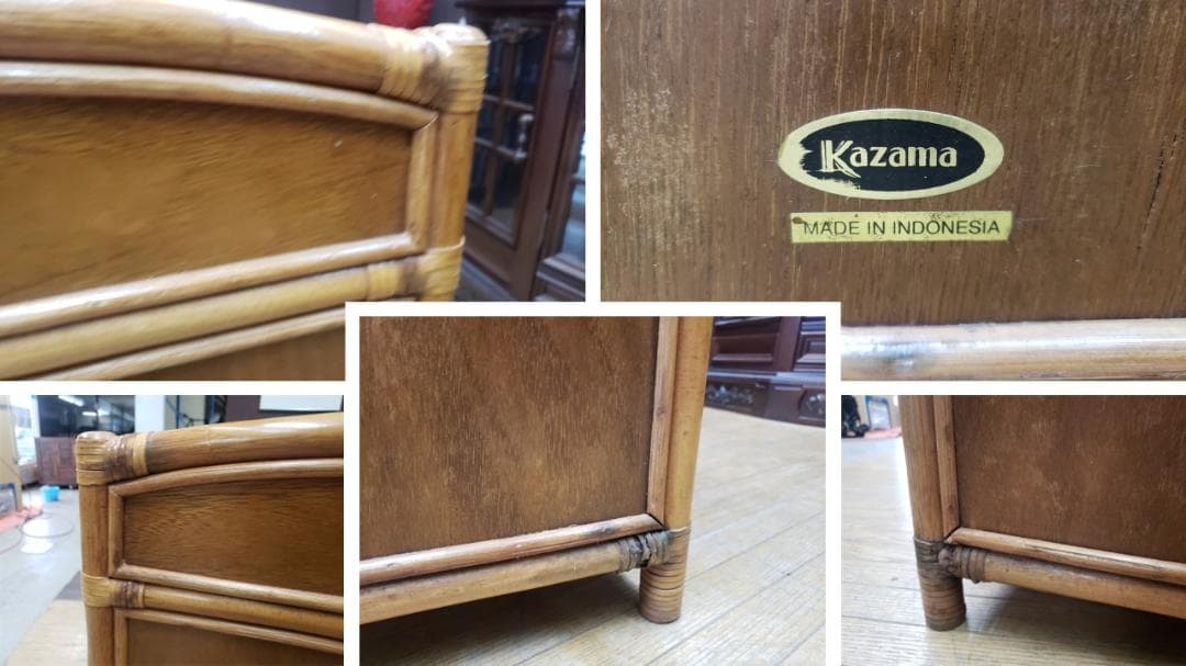 poopydesign　横濱　カザマ　籐　ラタン　四段チェスト