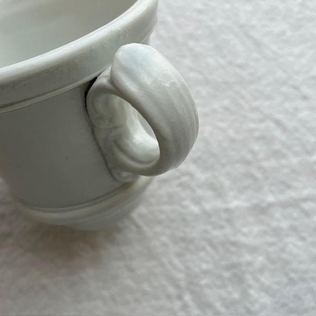 希少美品◆クレイユモントロー白いブリュロオクトゴナルカフェオレボウルカップジアン