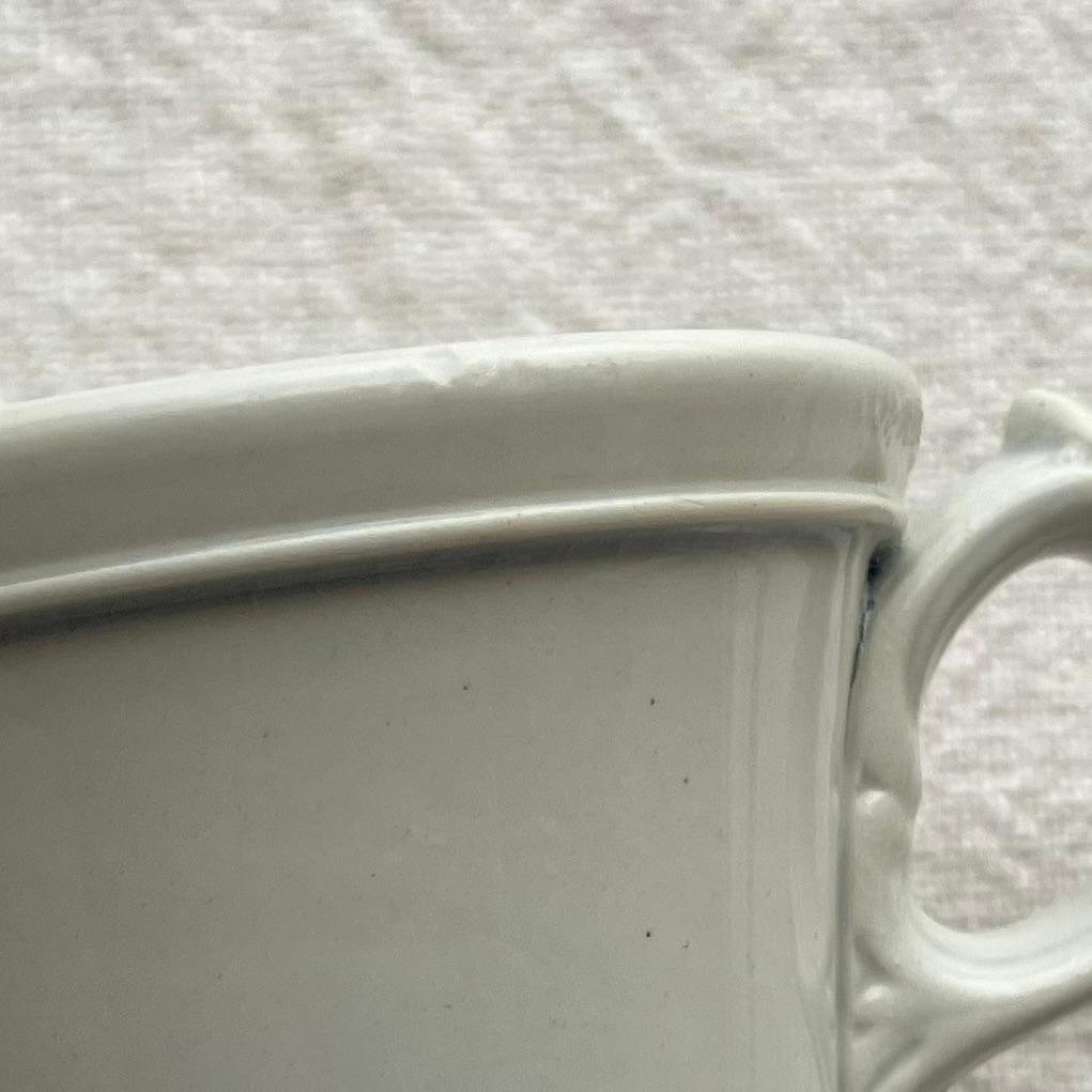 希少美品◆クレイユモントロー白いブリュロオクトゴナルカフェオレボウルカップジアン