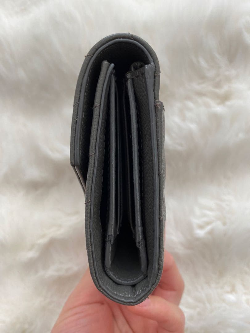 【美品】SAINT LAURENT 三つ折り財布 グレー