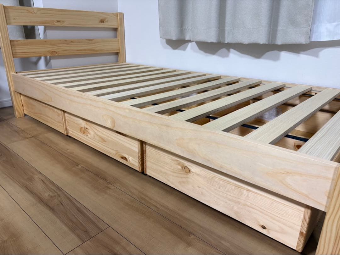 2/14まで出品　引き取り限定　無印良品　木製ベッドパイン材　シングルベッド