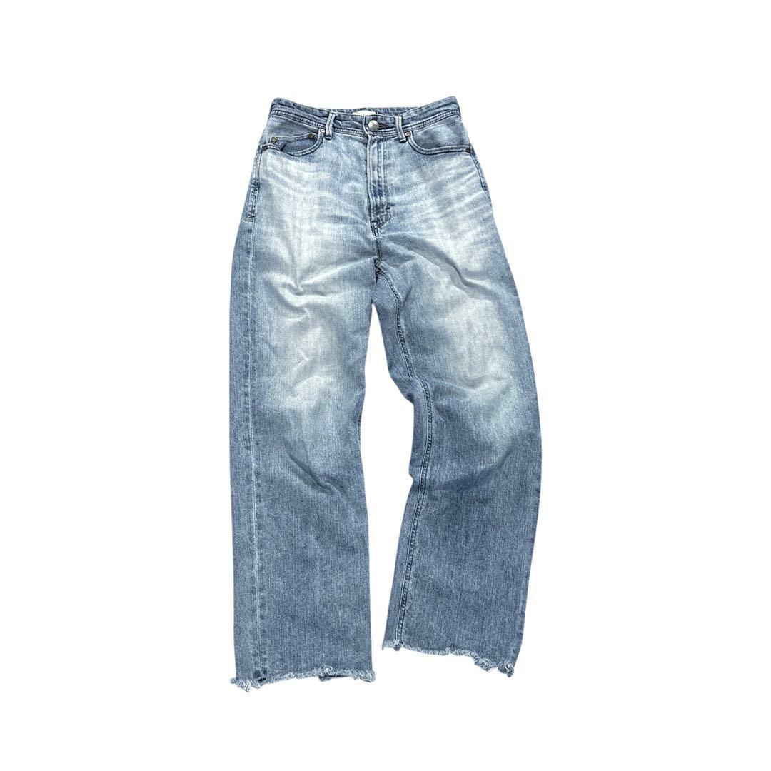 ヤヌーク　LEA カットオフ　デニムパンツ　ハイウエスト　25 ブルー