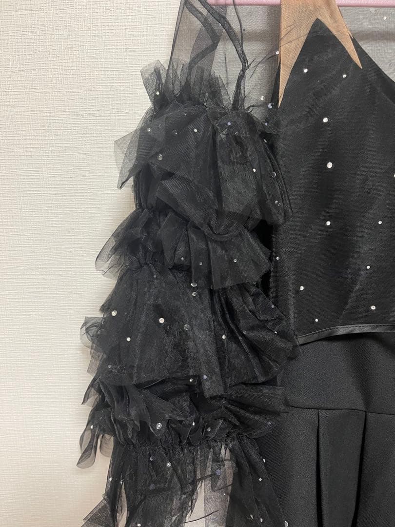 2WAY BIJOU RUFFLE TOP SET ROMPERS ブラックS